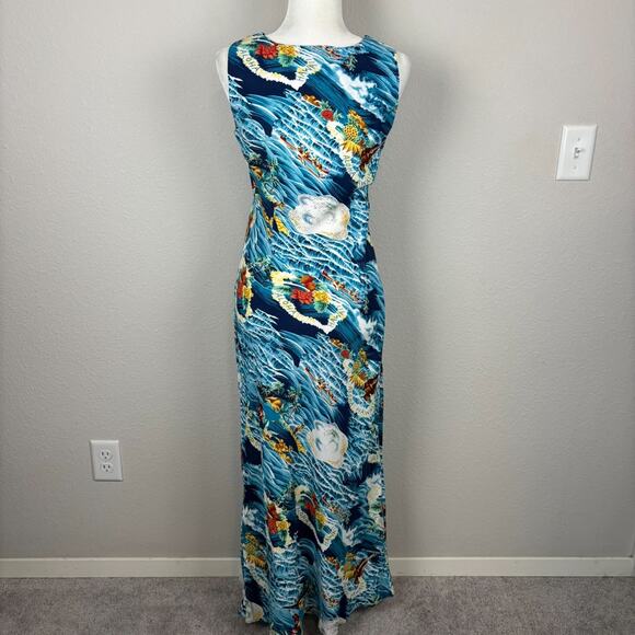 Vtg The Hawaiian Original Maxi Dress Small Blue Floral Aloha Resort Cruise AOP - Picture 5 of 8